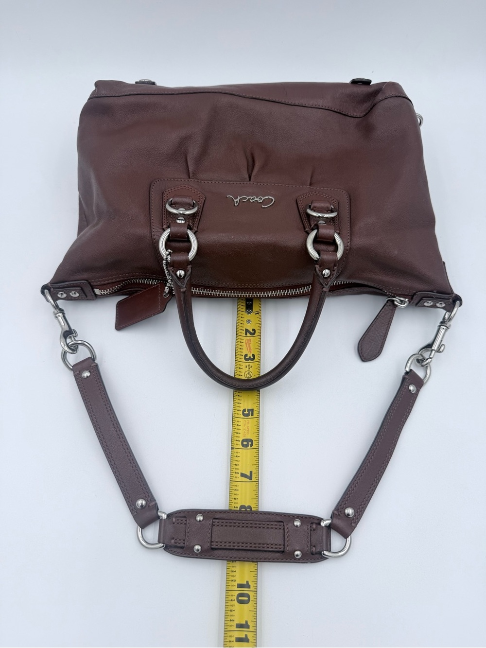 Y2K Coach Ashley F15445 Brown Leather Handbag Satchel Hobo W/ Dust Bag Excellent - Picture 11 of 11